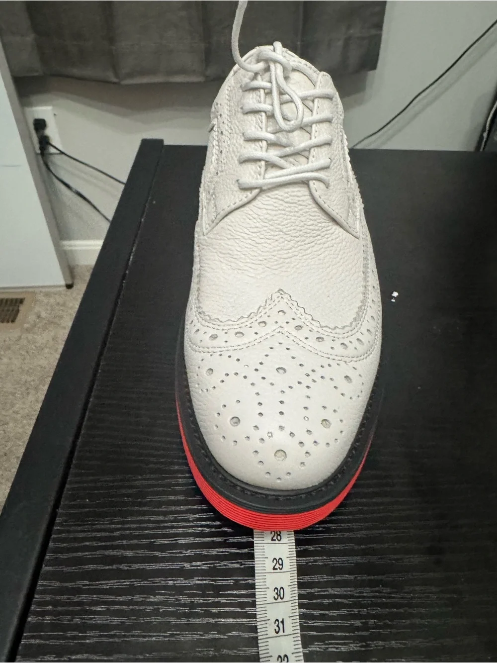 Men's White/RedWingtip Brogue loafers with Red Accent Sole from Brand Marc Nolan